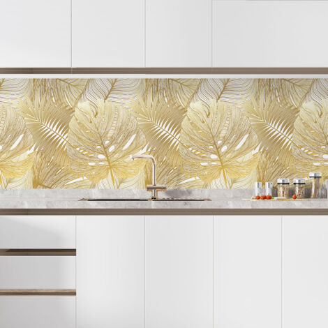 Crédence adhésive cuisine - Feuilles - 60x60 cm - Adhésif MAT