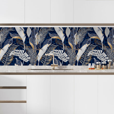 Crédence adhésive cuisine - Feuilles tropicales - 60x60 cm - Adhésif MAT