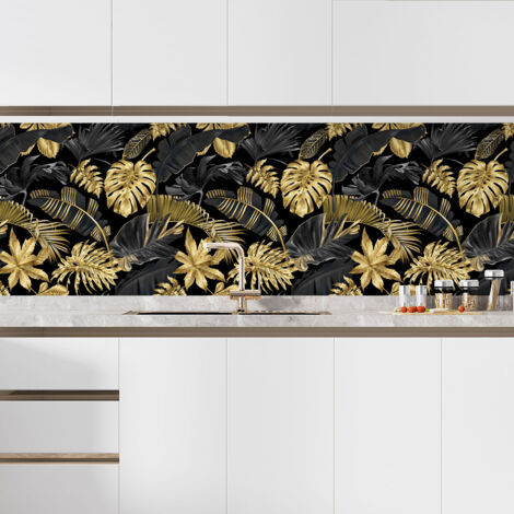 Crédence adhésive cuisine - Feuilles Tropicales - 65x65 cm - Adhésif MAT