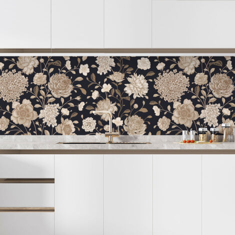 Crédence adhésive cuisine - Fleurs - 50x100 cm - Adhésif BRILLANT
