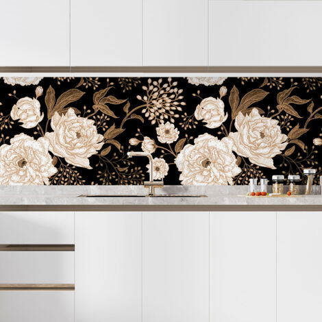 Crédence adhésive cuisine - Fleurs - 60x100 cm - Adhésif MAT