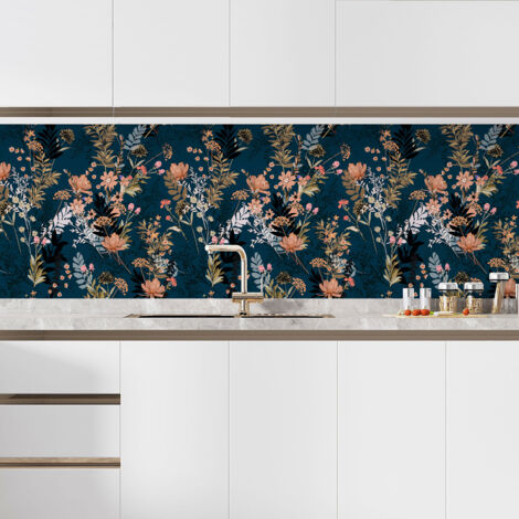 Crédence adhésive cuisine - Fleurs - 60x60 cm - Adhésif MAT