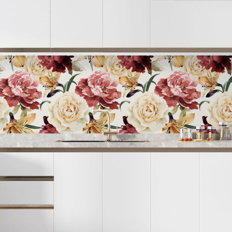 Crédence adhésive cuisine - Fleurs - 60x60 cm - Adhésif + Protection MATE