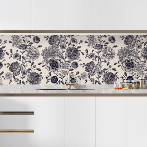 Crédence adhésive cuisine - Fleurs - 60x90 cm - Adhésif MAT