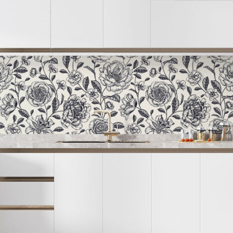 Crédence adhésive cuisine - Fleurs - 60x90 cm - Adhésif MAT