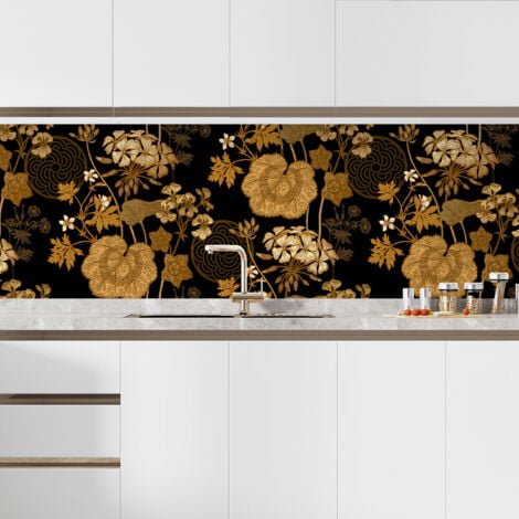 Crédence adhésive cuisine - Fleurs - 70x126 cm - Adhésif + Protection BRILLANTE