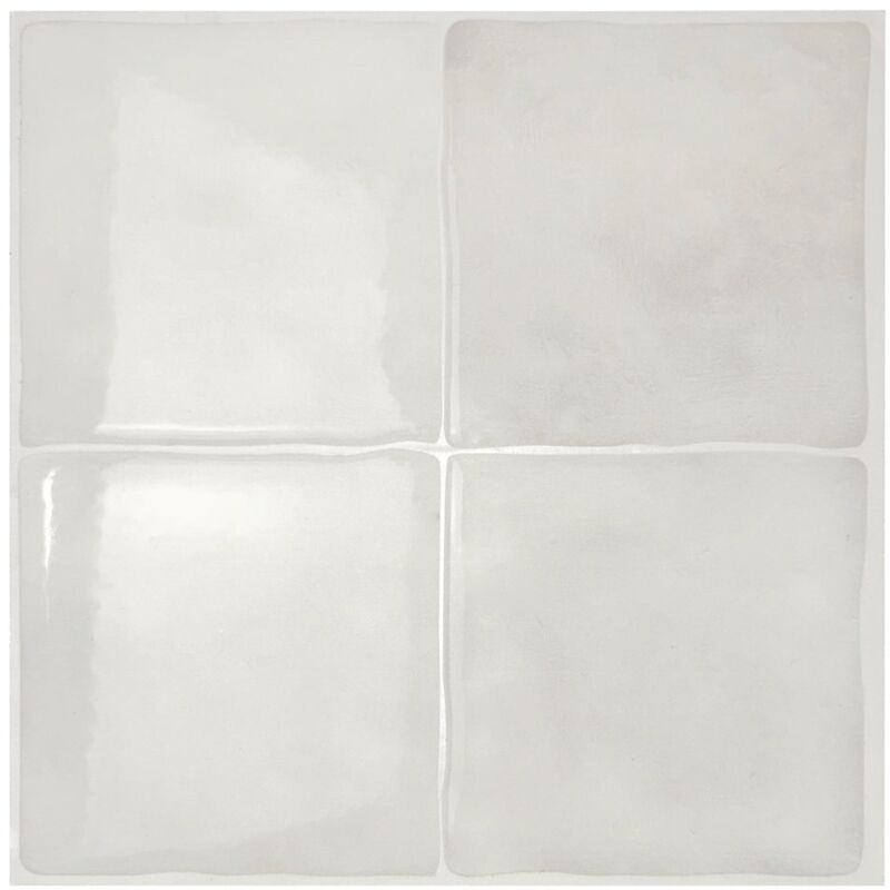 Smart Tiles - Crédence Adhésive, Effet Carrelage Mural Céramique Beige, x4 22.86 x 22.86cm Zellige Oia - Sticker pour Cuisine et Salle de Bain