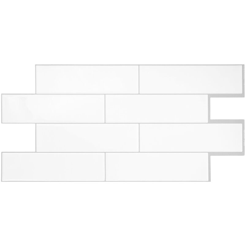 Crédence Adhésive, Effet Carrelage Mural Céramique, x2 xl, 57.3 x 27.64cm Smart Tiles Oslo Blanc - Sticker pour Cuisine et Salle de Bain