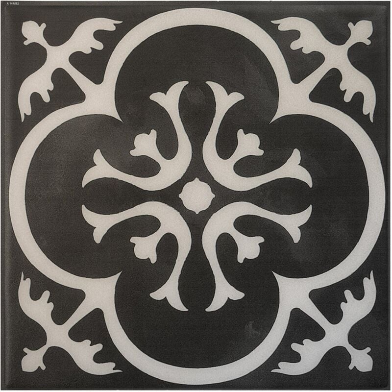 Crédence Adhésive, Effet Carrelage Mural Noir et Blanc x4, 19.69 x 19.69cm Smart Tiles Vintage Girona Nera - Sticker pour Cuisine et Salle de Bain