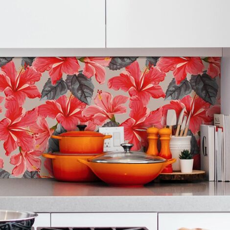 Crédence Adhésive Fleur Hibiscus 300 x 50 cm