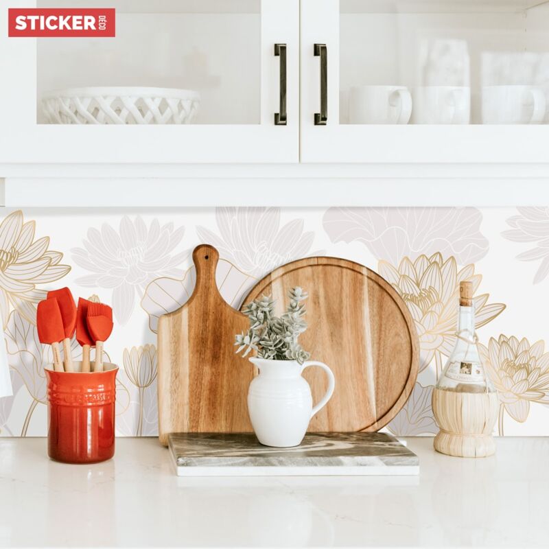 Crédence Adhésive Fleurs Dorées 100 x 40 cm