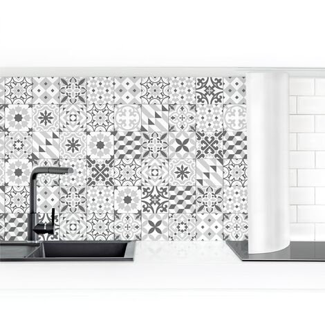 Crédence adhésive - Geometric Tiles Mix Gray Dimension HxL: 100cm x 100cm Matériel: Premium