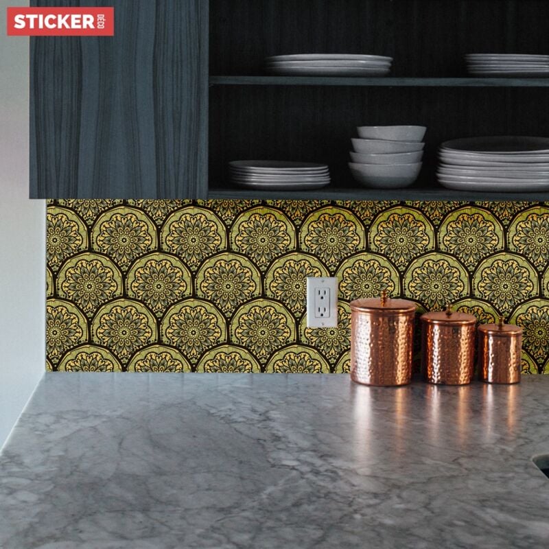 Crédence Adhésive Mandala Jaune 400 x 40 cm