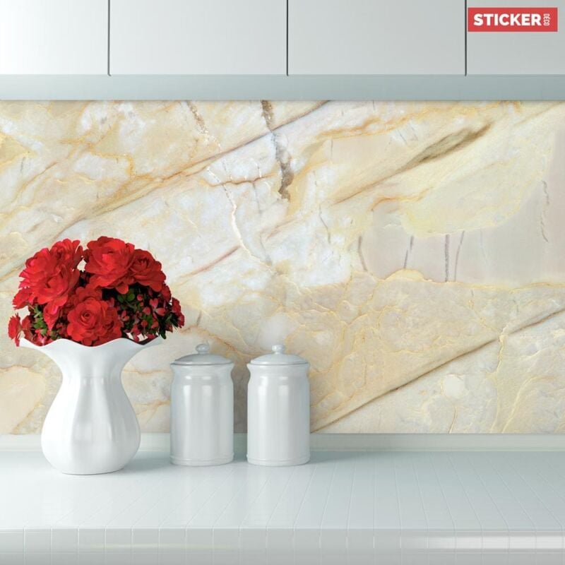 Crédence Adhésive Marbre Doré 100 x 40 cm