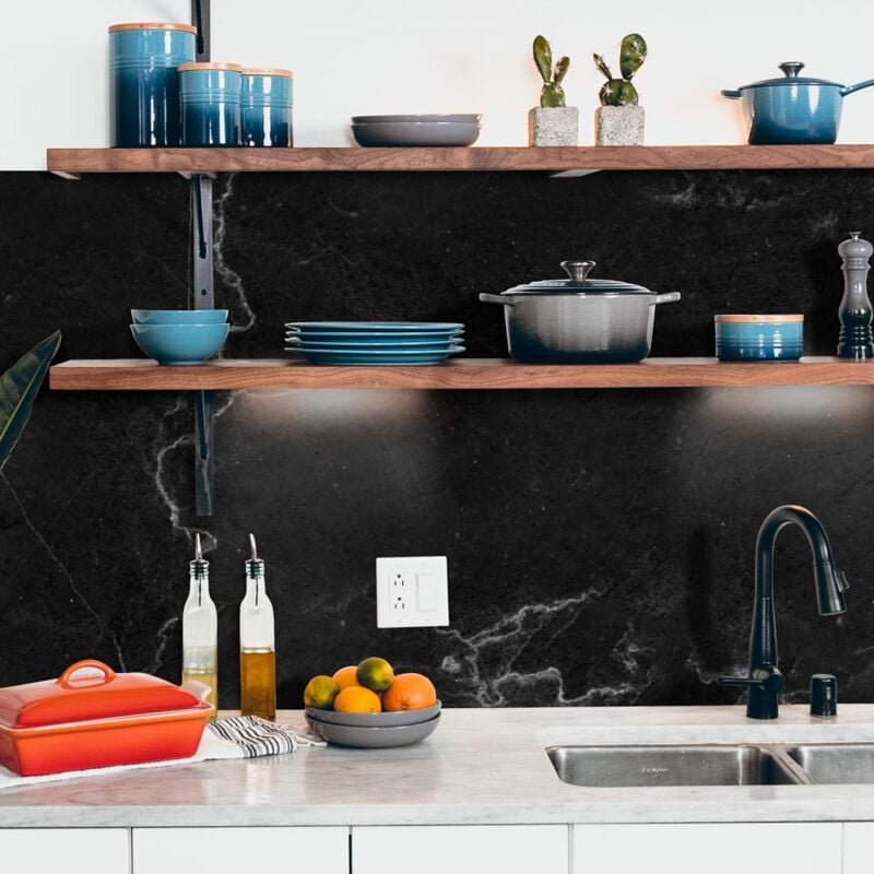 Crédence Adhésive Marbre Noir 100 x 40 cm