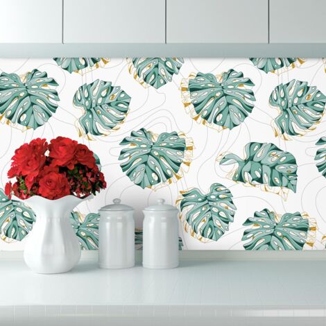 Crédence Adhésive Monstera Gold 300 x 40 cm