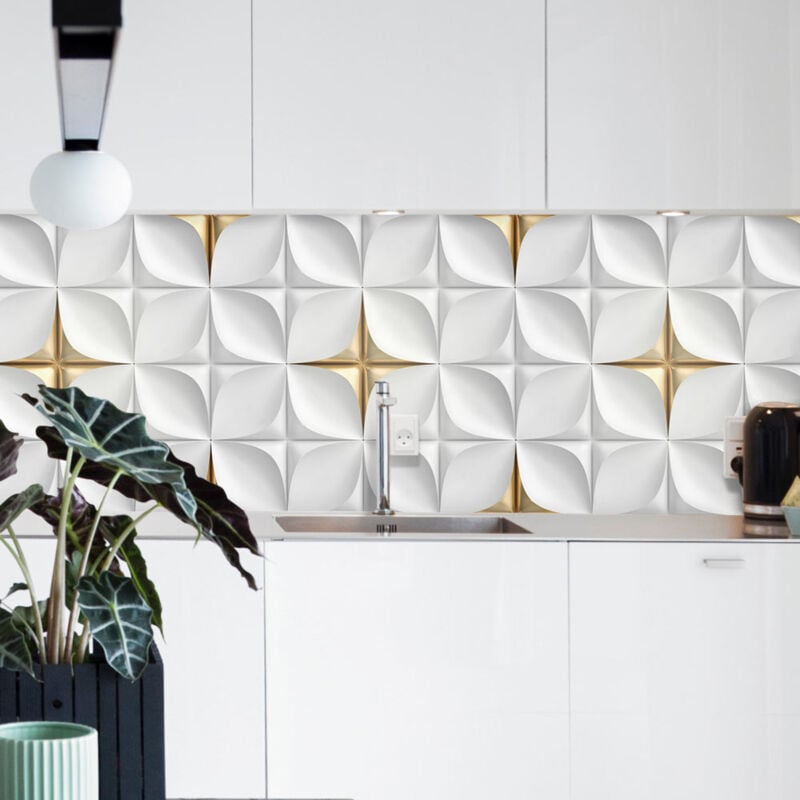 Crédence Adhésive Or Blanc 300 x 40 cm