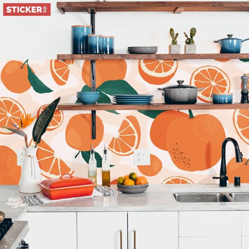 Crédence Adhésive Orange 200 x 40 cm