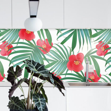 Crédence Adhésive Palmier Hibiscus 300 x 40 cm