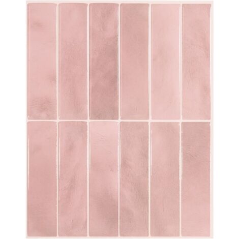 Crédence adhésive pour cuisine et salle de bain, sticker carrelage mural, carreaux rose autocollants, lot de 5 feuilles, 29 x 22.86 cm