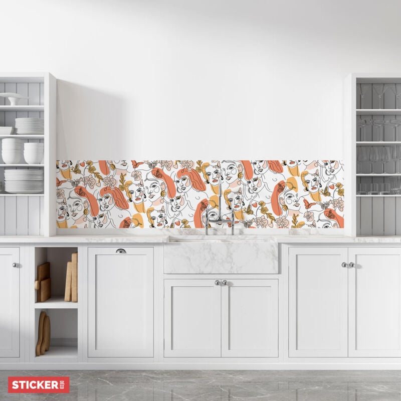 Crédence Adhésive Silhouette Line Art 100 x 40 cm