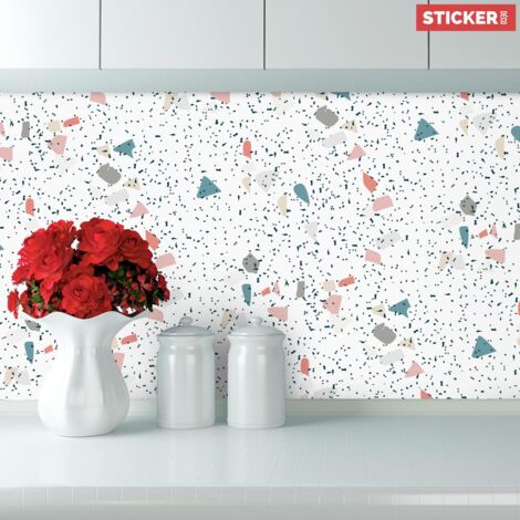 Crédence Adhésive Terrazzo Aqua 400 x 40 cm