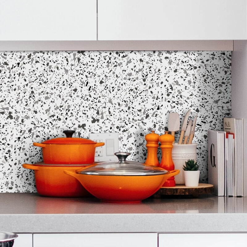 Crédence Adhésive Terrazzo Gris 100 x 40 cm
