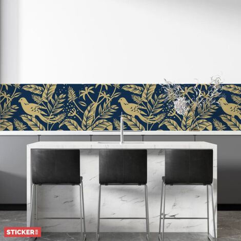 Crédence Adhésive Tropicale Bleu 300 x 40 cm