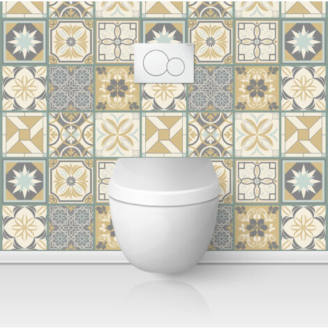Crédence adhésive WC - Effet carreaux de ciment - 80x80 cm - Adhésif MAT
