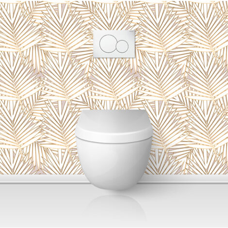 Crédence adhésive WC - Feuilles - 80x80 cm - Adhésif + Protection MATE
