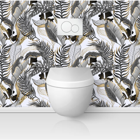 Crédence adhésive WC - Feuilles Tropicales - 60x60 cm - Adhésif MAT