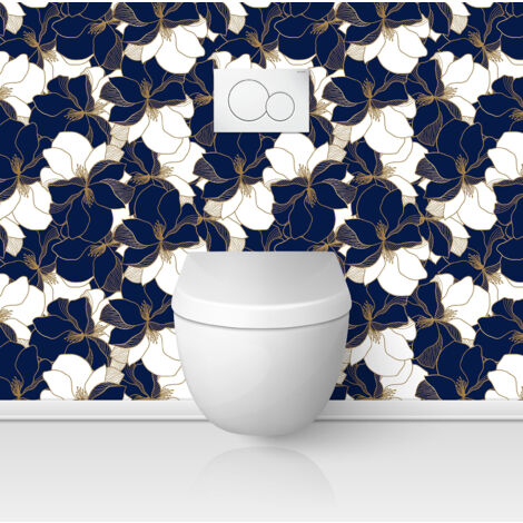 Crédence adhésive WC - Fleurs - 60x60 cm - Adhésif MAT