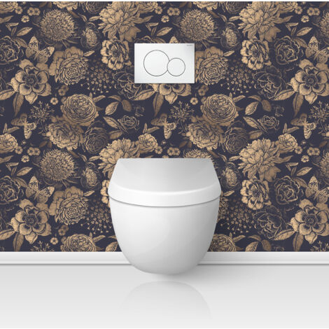 Crédence adhésive WC - Fleurs Papillons - 60x60 cm - Adhésif MAT
