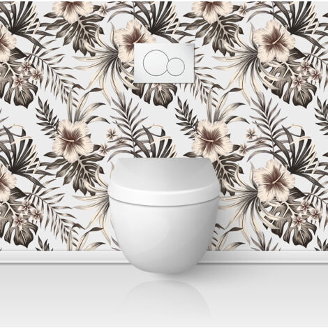 Crédence adhésive WC - Fleurs tropicales - 60x60 cm - Adhésif MAT