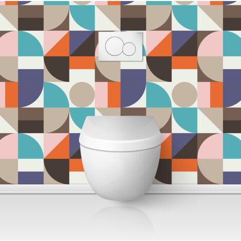 Crédence adhésive WC - Motif géométrique - 60x60 cm - Adhésif BRILLANT