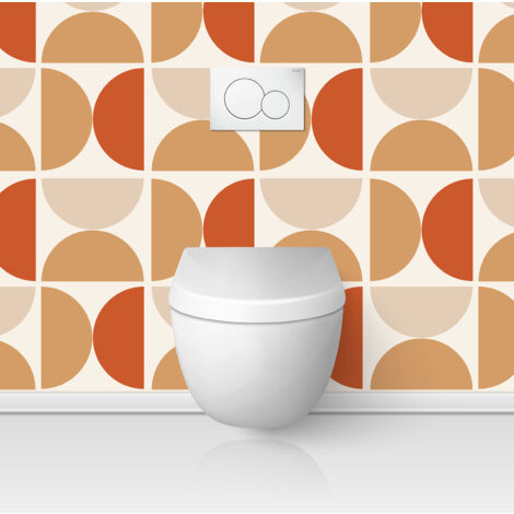 Crédence adhésive WC - Motif géométrique - 60x60 cm - Adhésif MAT
