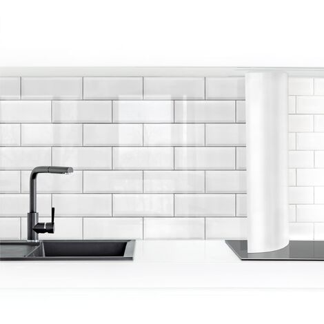Crédence adhésive - White Ceramic Tiles Dimension HxL: 90cm x 150cm Matériel: Premium