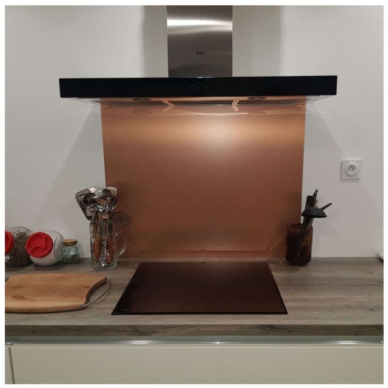 Crédence Composite Aspect Alu Cuivre Brossé - Hauteur 75 cm x Largeur 80 cm