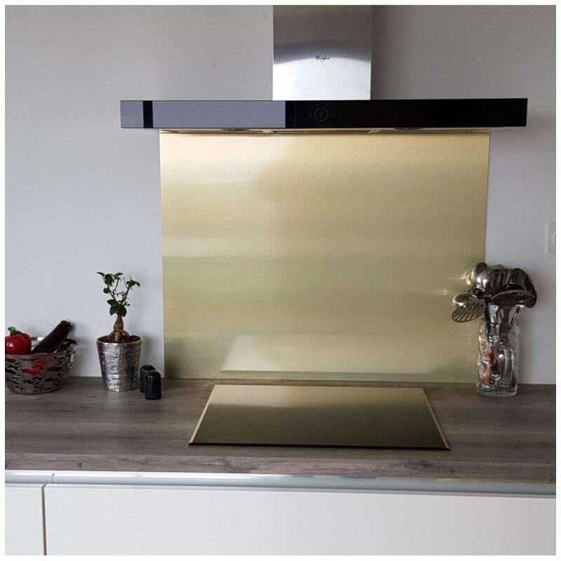 Crédence Composite Aspect Alu Or Brossé - Hauteur 45 cm x Largeur 60 cm