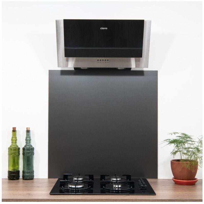 Crédence Composite Aspect Alu Anodisé Brossé Gris - Hauteur 20 cm x Largeur 60 cm