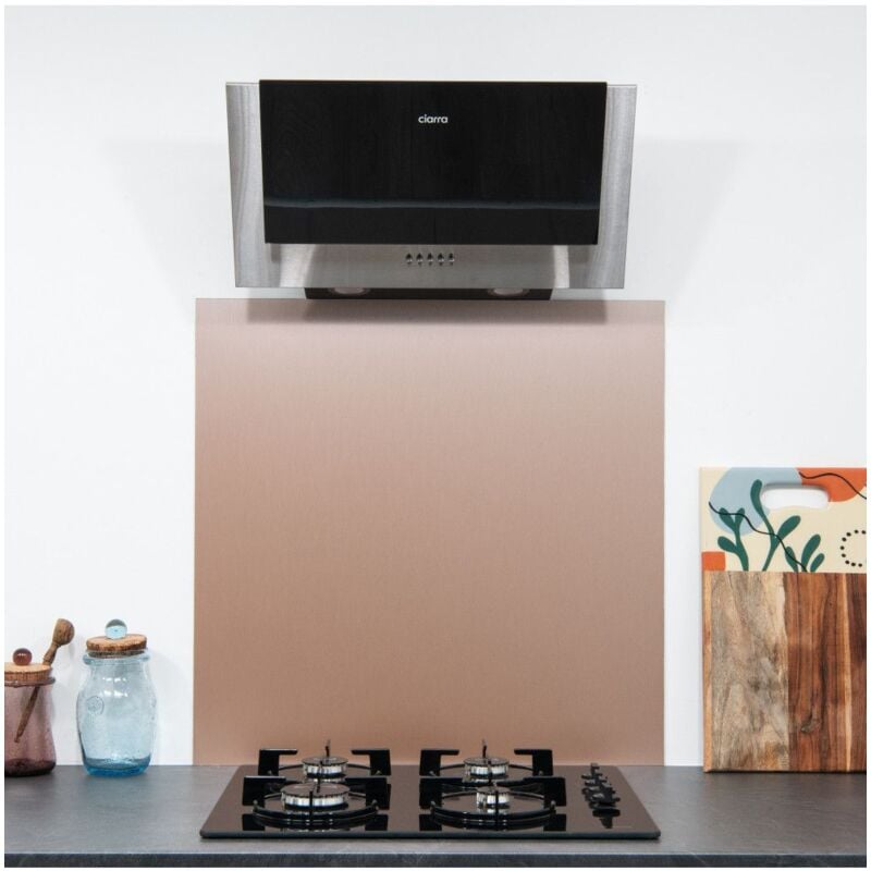 Crédence Composite Aspect Alu Rose Brossé - Hauteur 20 cm x Largeur 130 cm