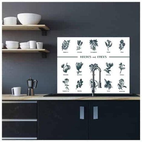 Crédence cuisine adhésive autocollante HERBES EPICES - 90 x 70 cm – Idéal fond de hotte