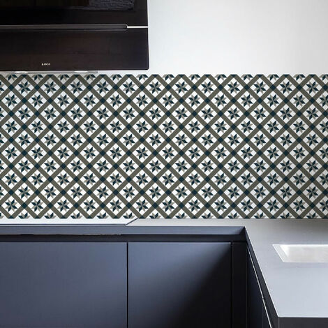Crédence cuisine adhésive EMMA - Carreaux Ciment Gris - Maison Danaé
