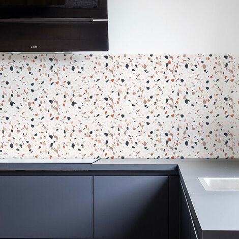 Crédence cuisine adhésive JULIO - Terrazzo Orange - Maison Danaé