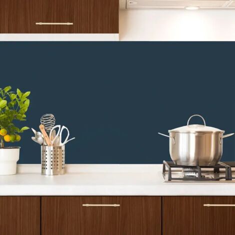 Crédence cuisine en aluminium bleu 240x45 cm (en 2 bandeaux)