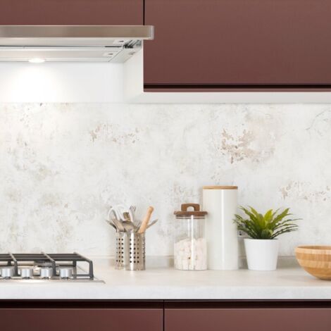 Crédence cuisine en aluminium - effet béton vieilli beige - 360x50 cm (en 3 bandeaux)