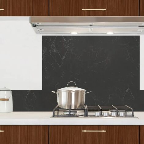 Crédence cuisine en aluminium - effet marbre gris - 200x20 cm (en 2 bandeaux)