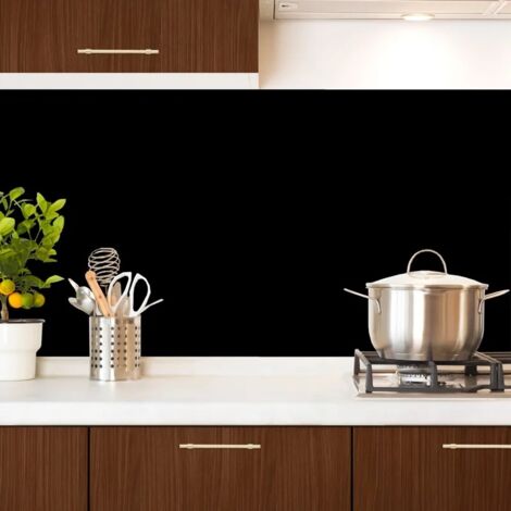 Crédence cuisine en aluminium - essentiel noir - 240x50 cm (en 2 bandeaux)