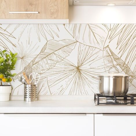 Crédence cuisine en aluminium - floral caramel - 360x50 cm (en 3 bandeaux)
