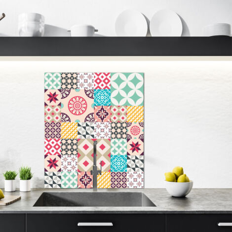 Crédence cuisine en aluminium - Pose autocollante CrazyColor 60 x 70 Multicolor